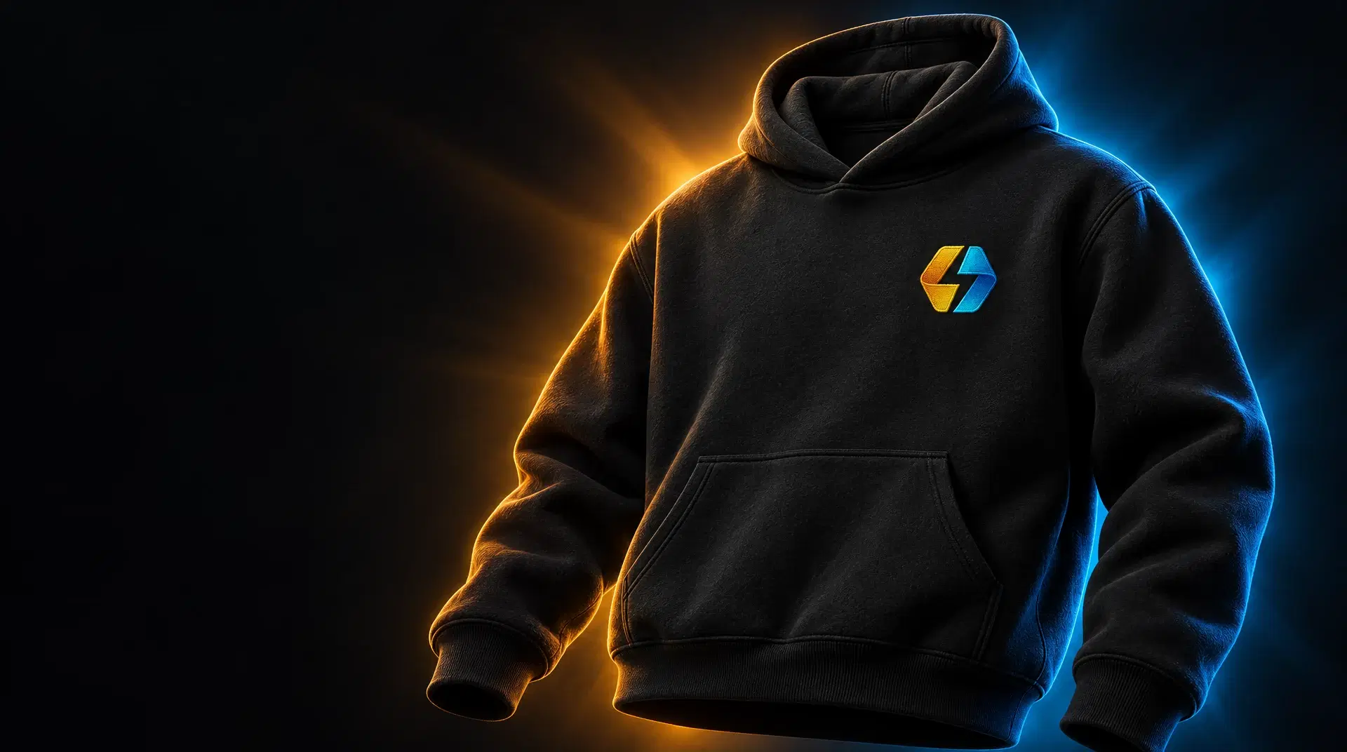 The cut of the BridgeMind hoodie, close up.